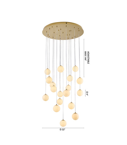Brass Stainless Steel Chandelier With Alabaster Pendants