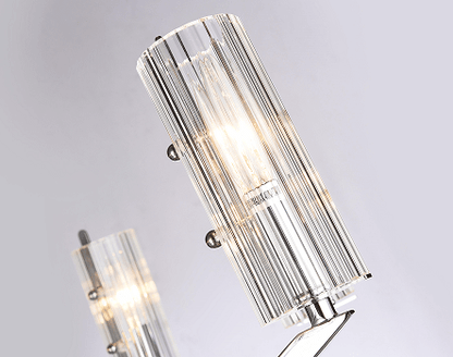 CHROME FRAME CEILING FIXTURE WITH CLEAR GLASS CYLINDER SHADES