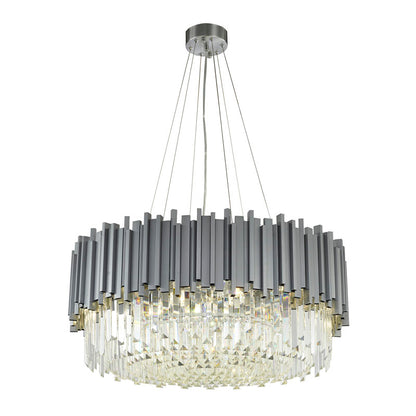 Hairline Chandelier With Clear Hanging Crystals