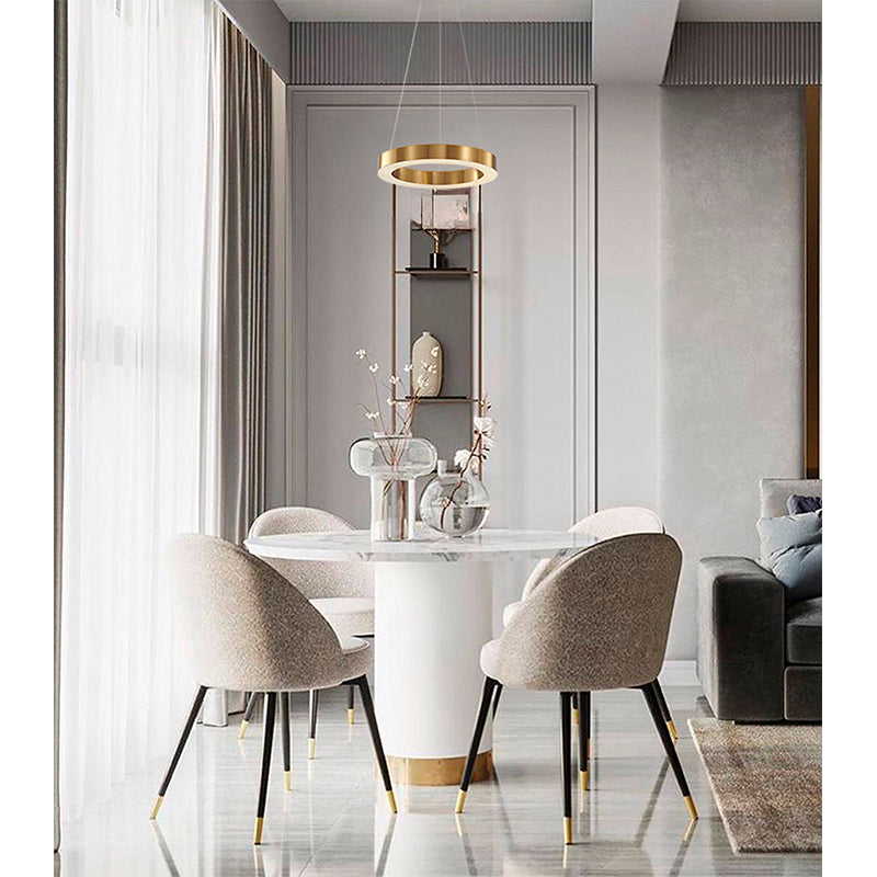 1-Light Gold LED Chandelier with Acrylic Bottom Lens