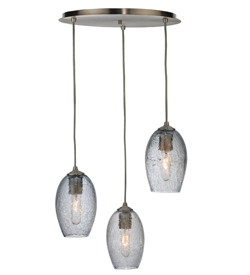 20"W Crackle Orb 3 LT Mouth Blown Cascading Pendant by Meyda Lighting