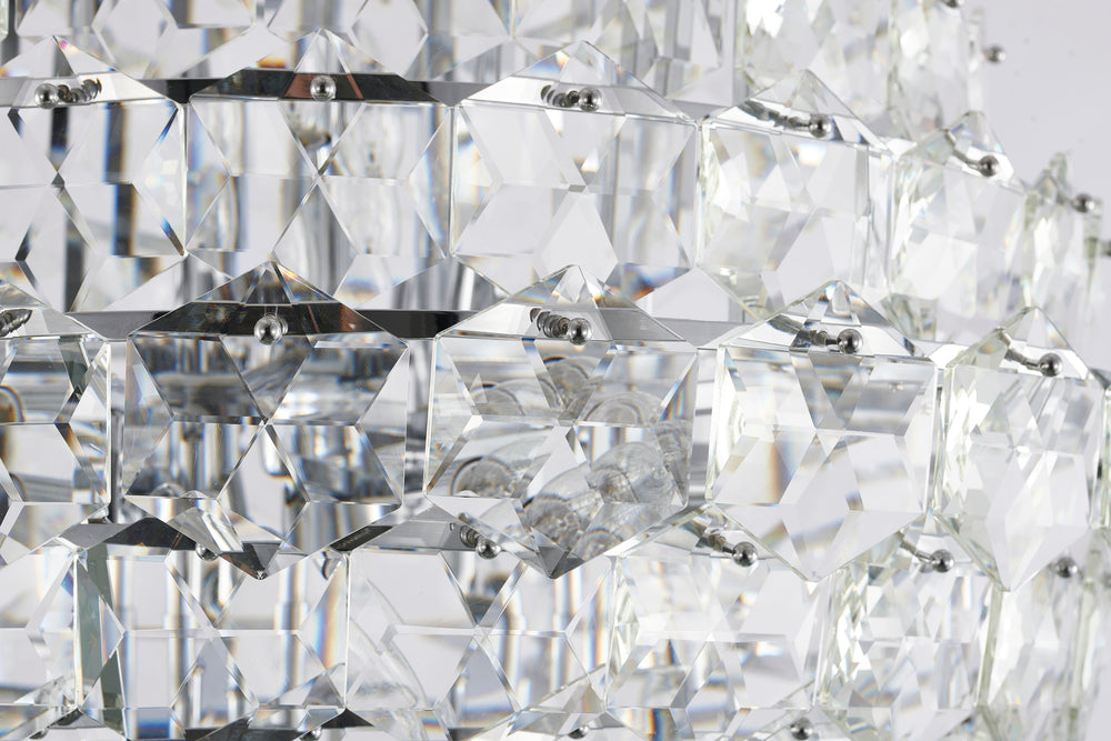 Chrome Frame Chandelier With Clear Hanging Crystals