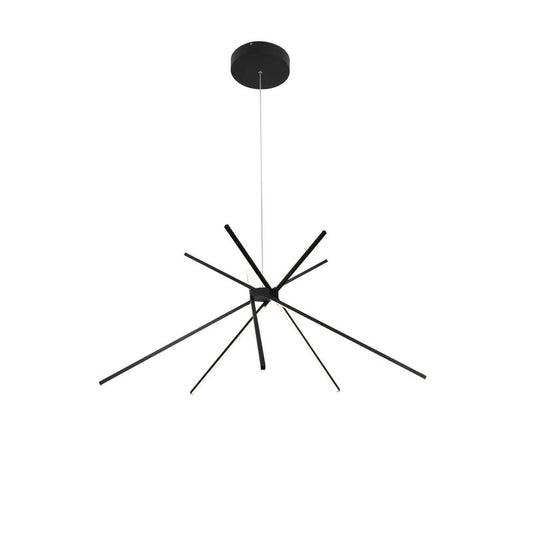 Matte Black/White Match Stick LED Chandelier with Frosted White Diffusers