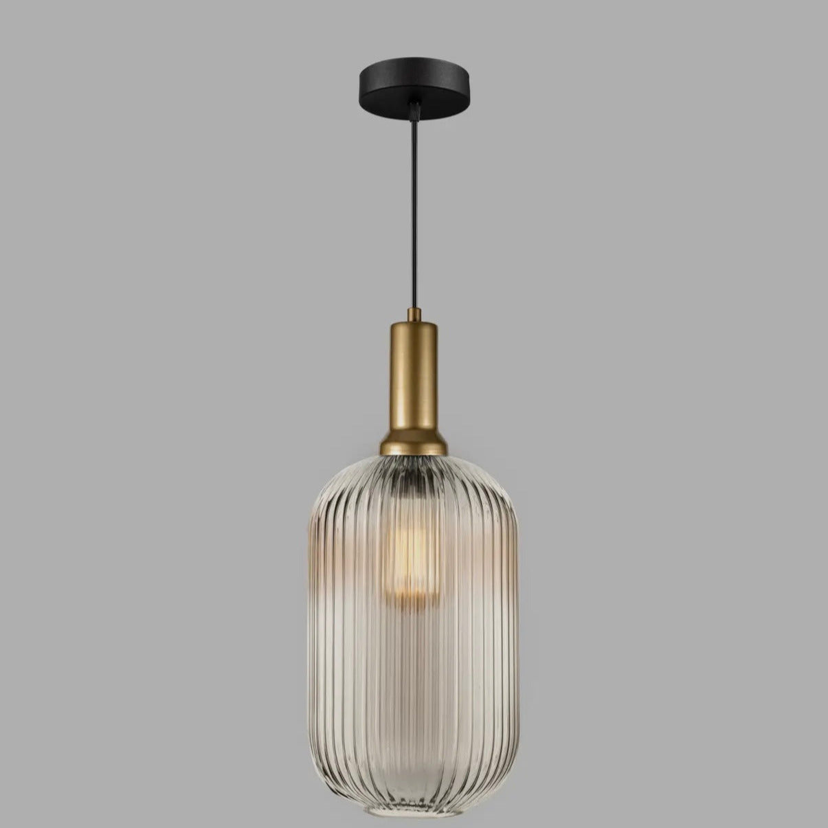 White Ribbed Glass Pendant