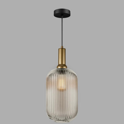 White Ribbed Glass Pendant