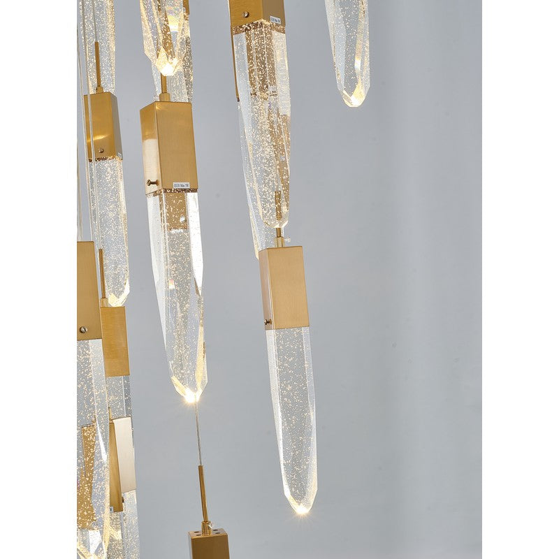 Flushed Chrome Frame Chandelier with Clear Bubble Hanging Crystal Pendants