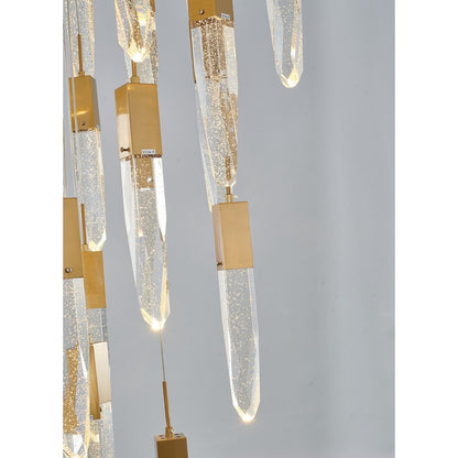 Flushed Chrome Frame Chandelier with Clear Bubble Hanging Crystal Pendants