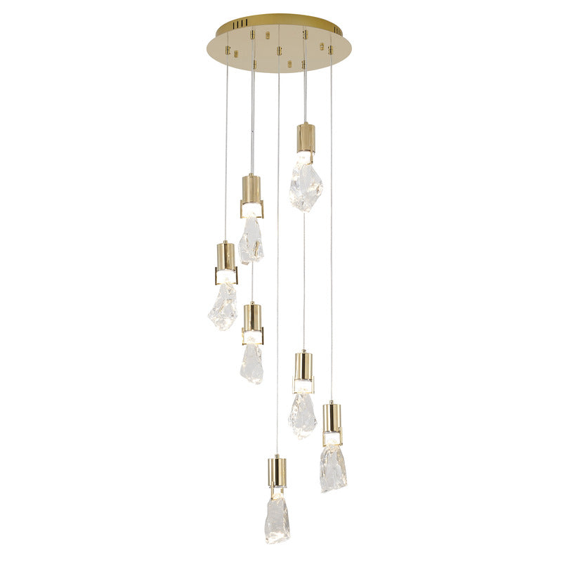 Brushed Gold Chandelier With Crystal Pendants