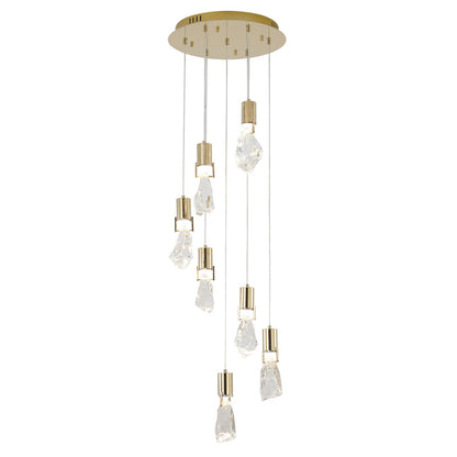 Brushed Gold Chandelier With Crystal Pendants