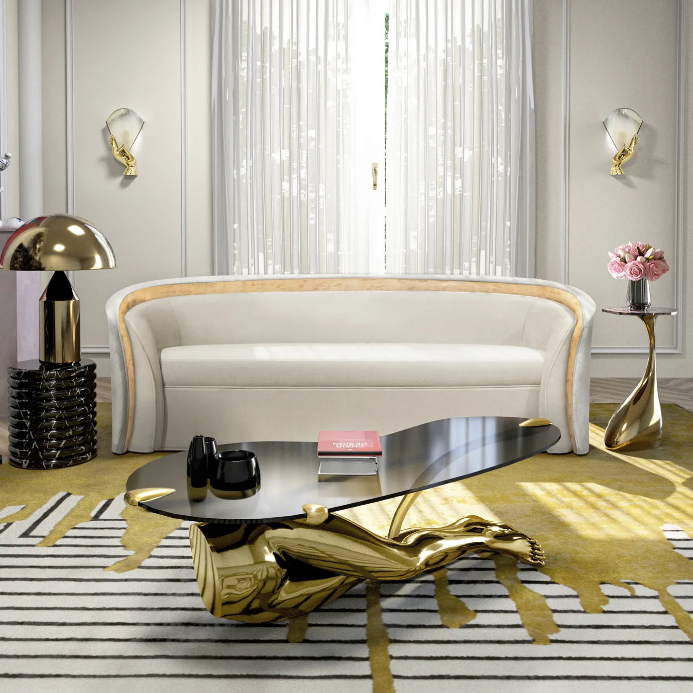 Tabu Polished Brass Coffee Table