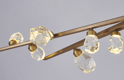 Gold Hairline Finish Branch Chandelier With Clear Bubble Crystal Accents