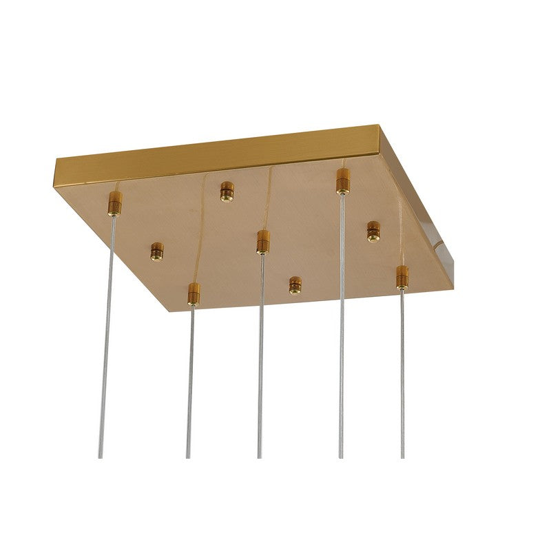 Flushed Chrome Frame Chandelier with Hanging Clear Block Crystal Pendants