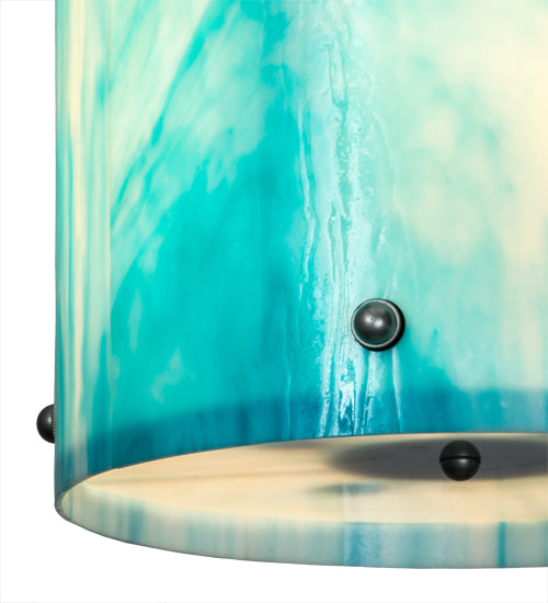 Deep Aqua Opalescent Glass Pendant with Statuario Diffuser by Meyda Lighting