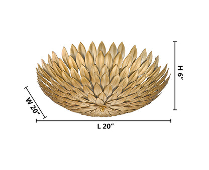 Gold Leaf Petal Flushmount