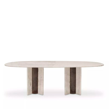 Paris Travertine Marble Oval Dining Table