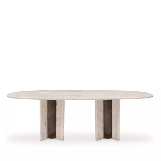Paris Travertine Marble Oval Dining Table