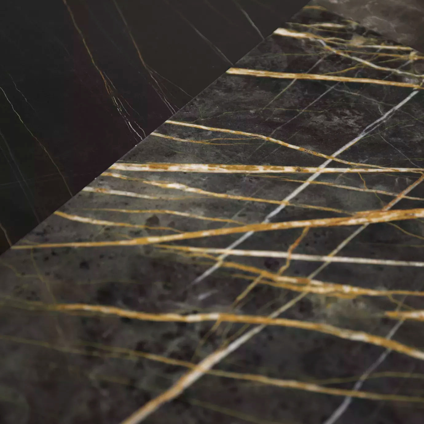 Decodiva Black & Gold Granite Dining Table