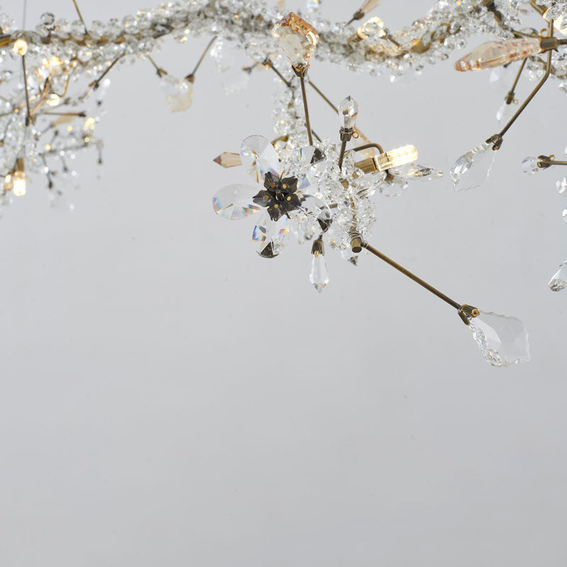 Clear & Champagne Crystal Branch Chandelier