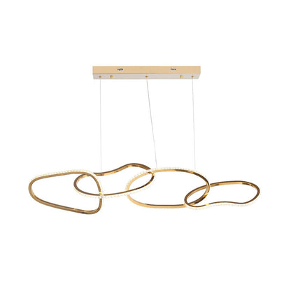 4-Light Gold Stainless Steel Chandelier With Clear Crystals