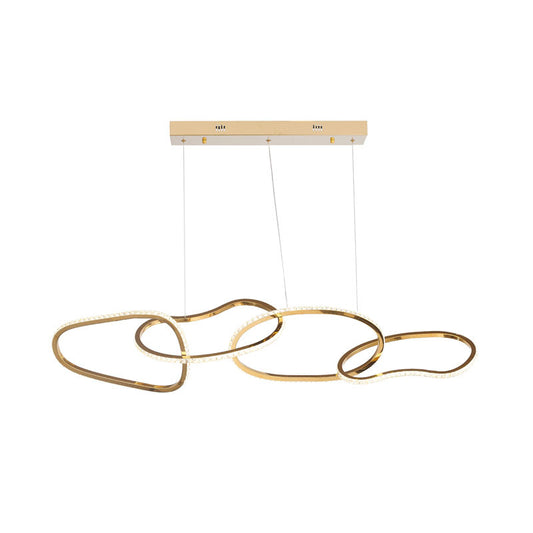 4-Light Gold Stainless Steel Chandelier With Clear Crystals