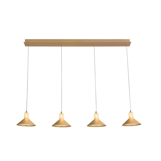 Spanish Alabaster & Aluminum Four-Light Chandelier