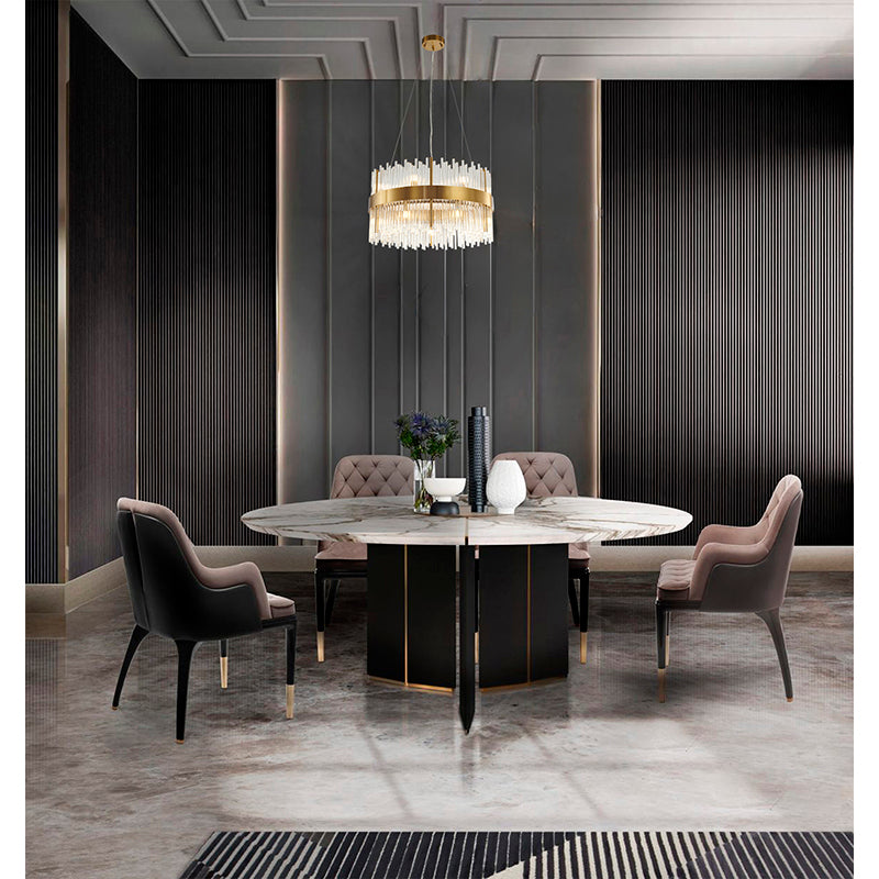 Gold Halo Frame Chandelier with Clear Glass Rods