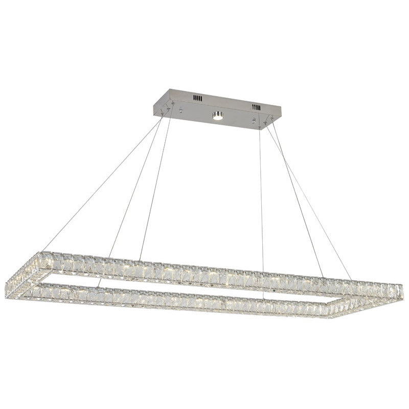 Triple Sided Clear Crystal Rectangular Shaped LED Chandelier