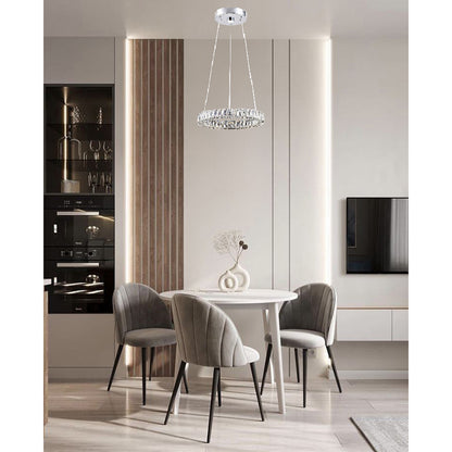 Chrome LED Chandelier – Clear Crystal Halo Ring Pendant Light