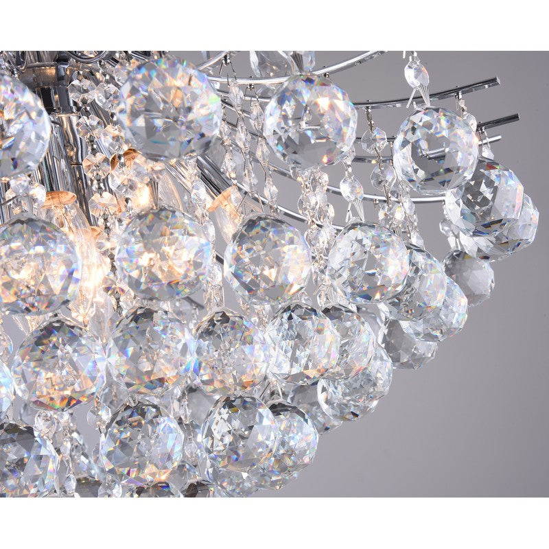 Satin Brass/Chrome Frame Chandelier with Clear Hanging Crystals