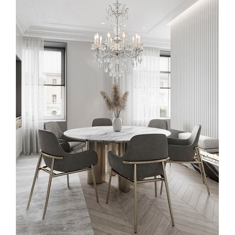Chrome Chandelier With CLEAR Hanging Crystals