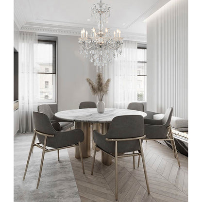 Chrome Chandelier With CLEAR Hanging Crystals