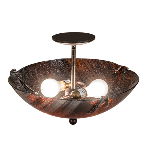 Rootbeer Ripple Glass with Coffee Bean Finish Semi-Flushmount by Meyda Lighting
