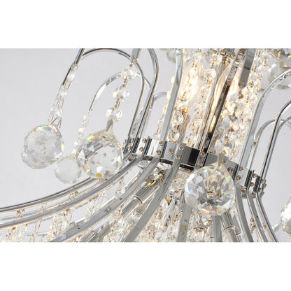 Chrome Frame Waterfall Chandelier with Clear Hanging Crystals