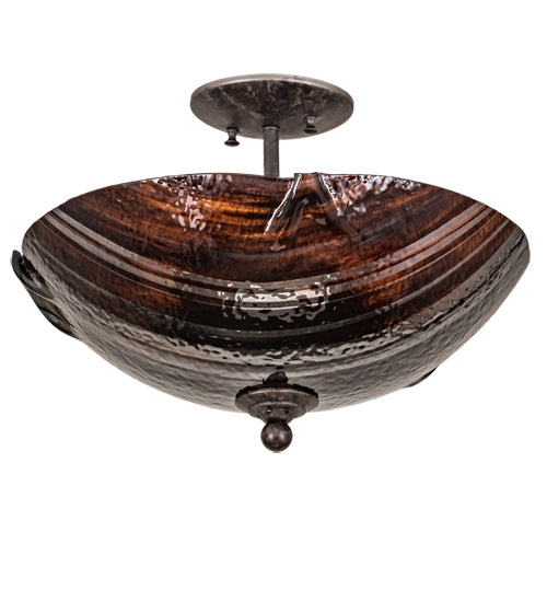 Rootbeer Ripple Glass with Coffee Bean Finish Semi-Flushmount by Meyda Lighting