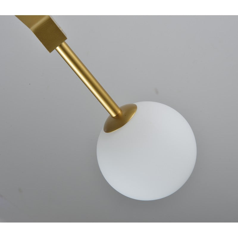 Gold Frame Ceiling Fixture with White Glass Shades