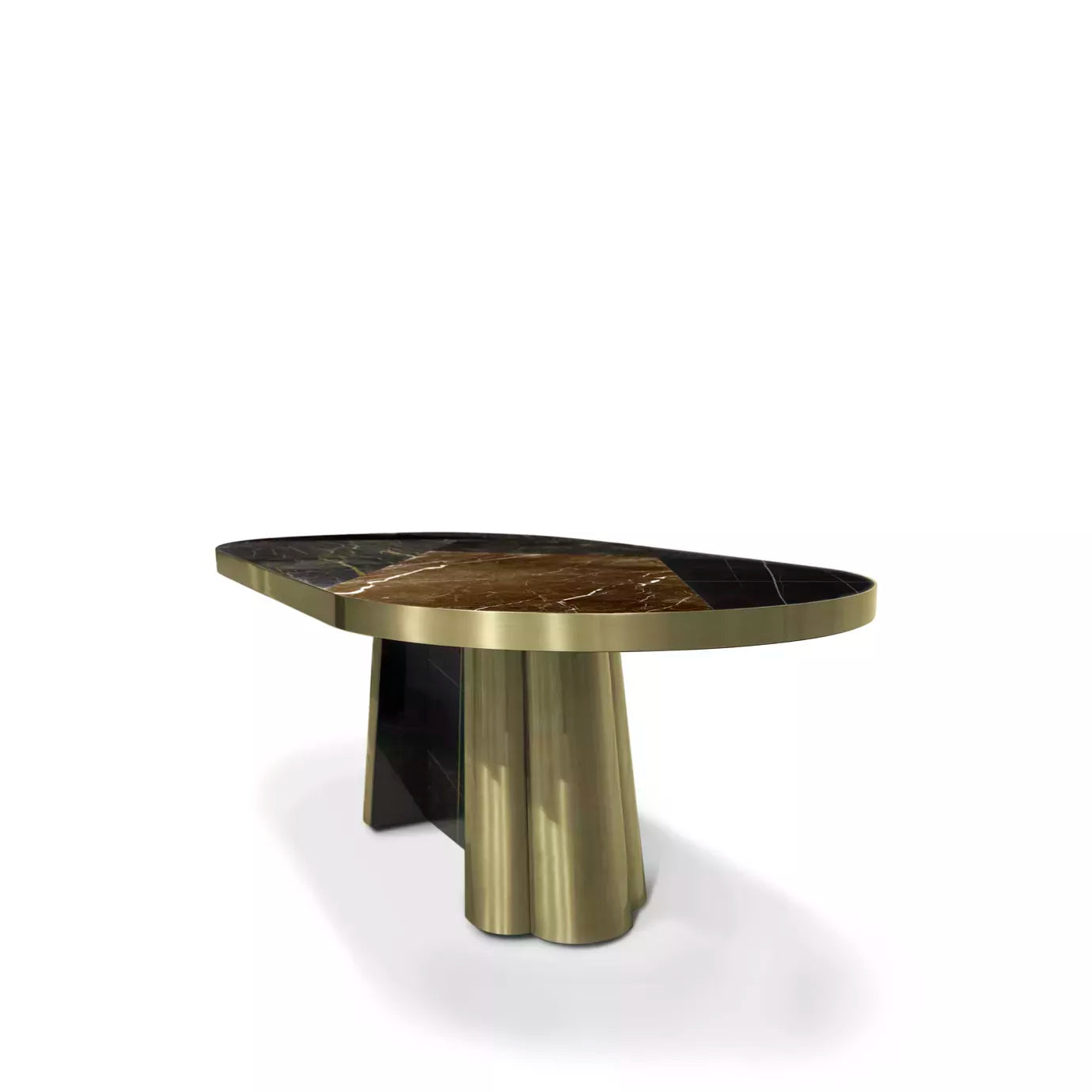 Decodiva Black & Gold Granite Dining Table