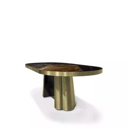 Decodiva Black & Gold Granite Dining Table