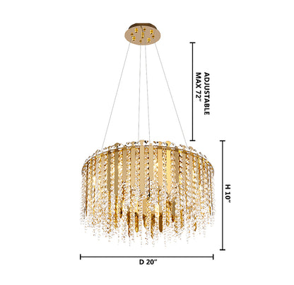 Gold Chandelier With Clear Hanging Crystal Beads