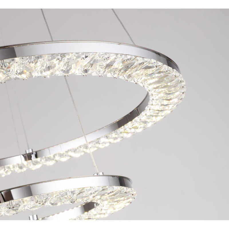 Two Tier Double Ring Clear Crystal LED Chandelier