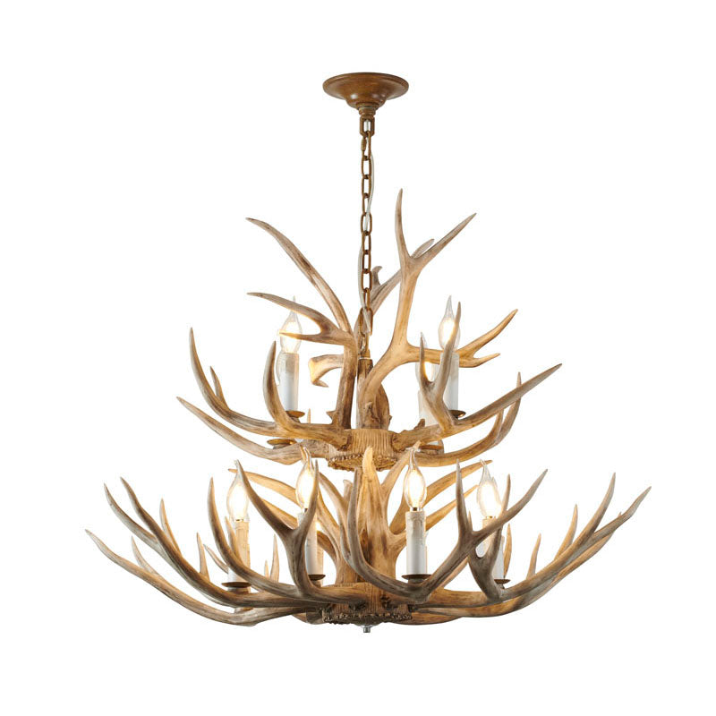 Two Tier Polyresin Antler Horn Chandelier