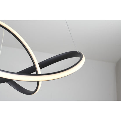 Black LED Chandelier – Modern Aluminum Ring Pendant Light