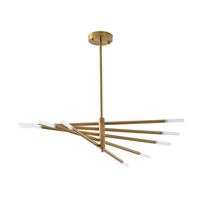 Gold/Black Stick Arm Chandelier With Frosted Glass Shades