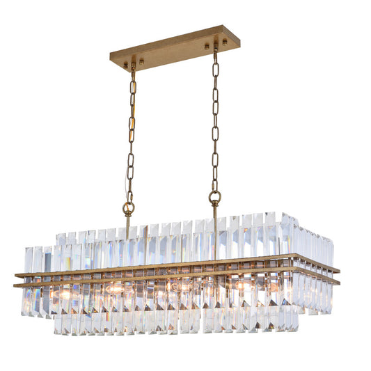 Antique Gold Two Tier Clear Crystal Chandelier