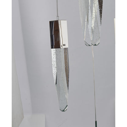 Flushed Chrome Frame Chandelier with Clear Bubble Hanging Crystal Pendants