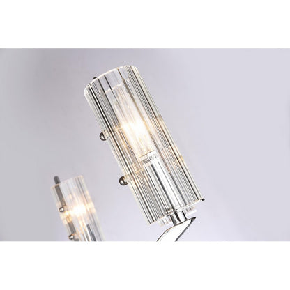 CHROME FRAME CEILING FIXTURE WITH CLEAR GLASS CYLINDER SHADES