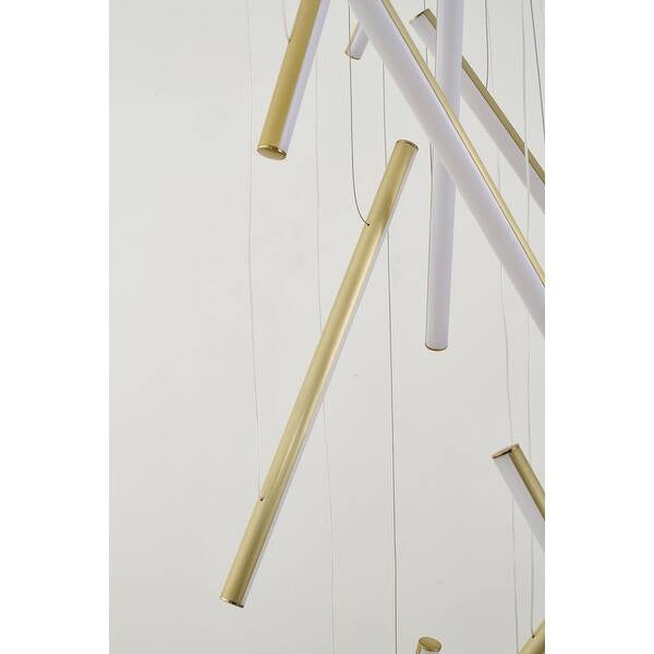 Brass Metal LED Chandelier With White Acrylic Diffusers