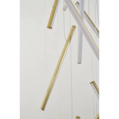 Brass Metal LED Chandelier With White Acrylic Diffusers