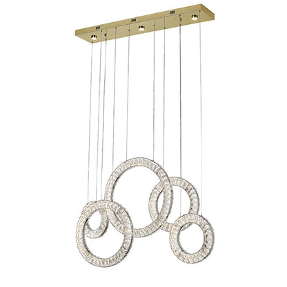 Five Clear Crystal Ring LED Chandelier