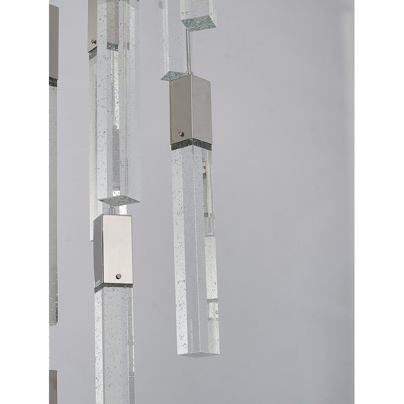 Flushed Matte Black Frame Chandelier with Hanging Clear Bubble Block Crystals