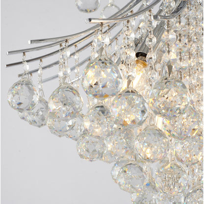 Chrome Frame Waterfall Chandelier with Clear Hanging Crystals